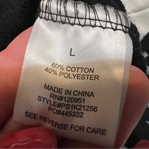 Pink Rose Black Floral Pointelle Button Down Shirt L - Picture 5 of 7